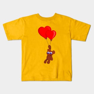 A Teddy Bear Holding Heart Shaped Balloons Kids T-Shirt